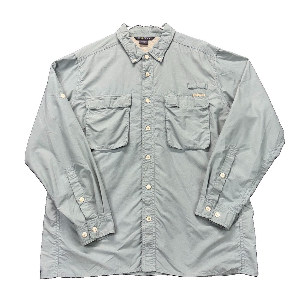 ExOfficio Shirt Mens XL Sea Foam Green Long Sleeve Button Vented Fishing Outdoor